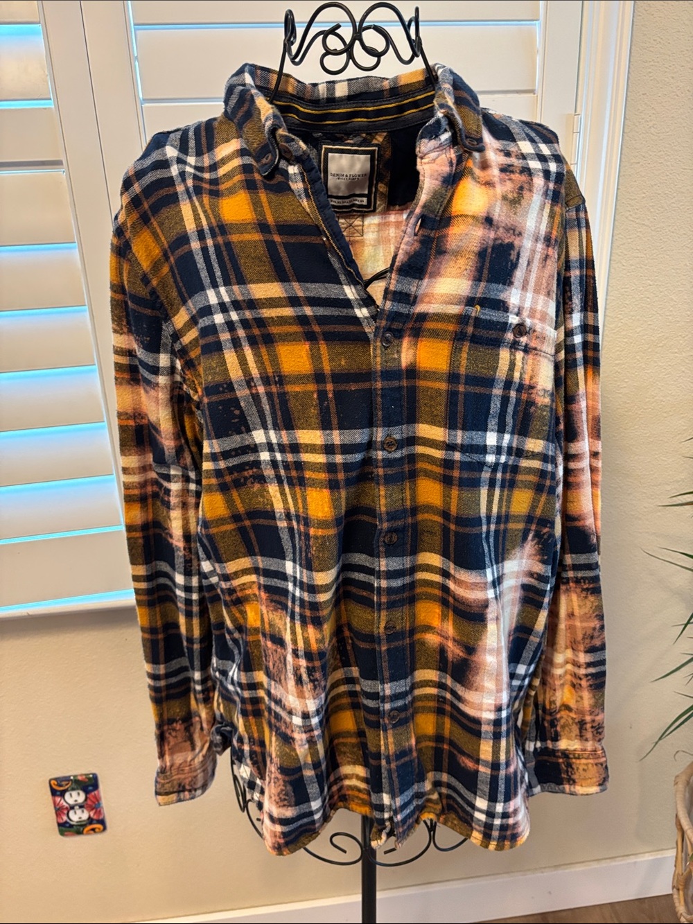 Handmade one of a kind Country Music Graphic Back Plaid Flannel Shirt - Picture 4 of 6